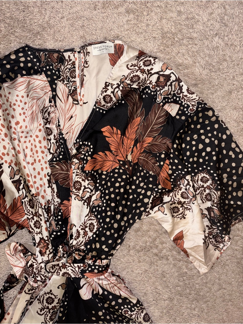 Dress Forum Cream and Brown Floral Print Jumpsuit - Picture 3 of 5